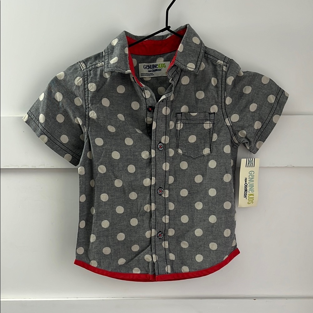 OSH KOSH | NWT Genuine Target Osh Kosh Polka Dot ‘Vintage Wash’ Button Down 3T